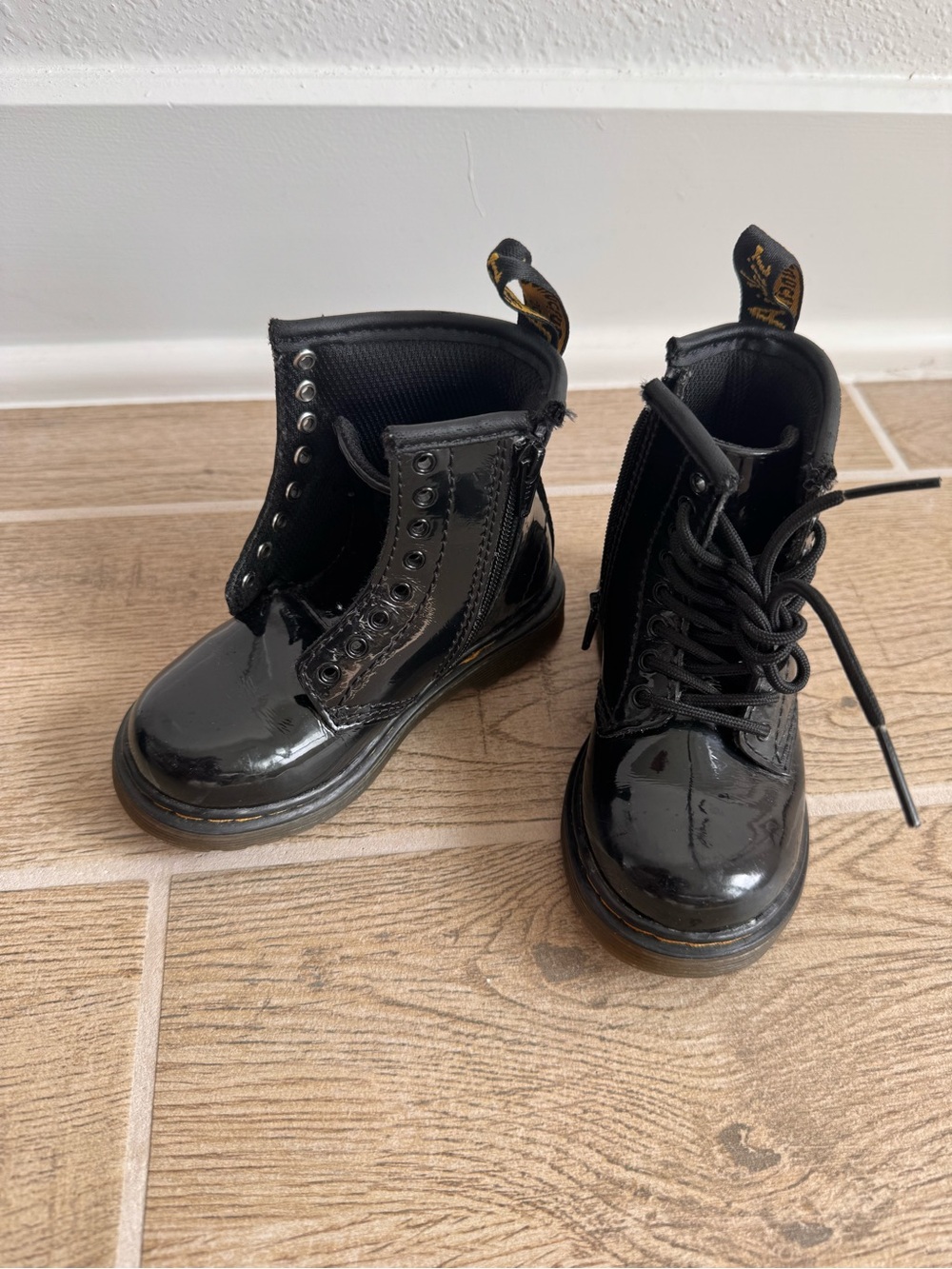 Kid’s Dr. Martens Black Leather Lace-Up Boot